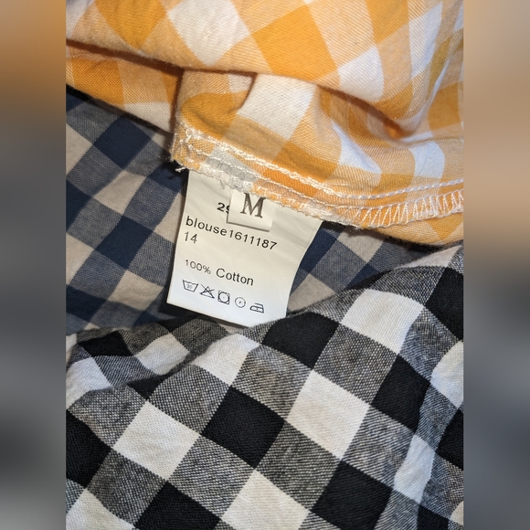 Off the Shoulder Gingham Blouse Top Size Medium - Picture 6 of 6